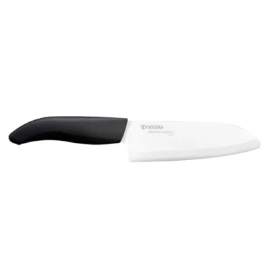 Image de Santoku, lame blanche 14cm manche noir KYOCERA