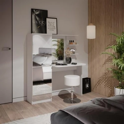 Afbeelding van Vicco Kaptafel Jasmin, Wit, 123 x 141.2 cm met kruk
