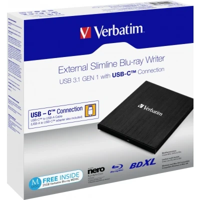 Afbeelding van Verbatim External Slimline Externe Blu ray brander Retail Zwart