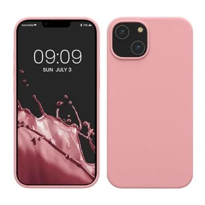 Afbeelding van kwmobile telefoonhoesje geschikt voor Apple iPhone 14 Hoesje met siliconen coating Smartphone case in lichtroze