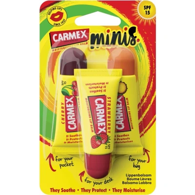 Afbeelding van Carmex Lippenbalsem Mini&#039;s Assorted SPF15 Tube 3 Pack stuks