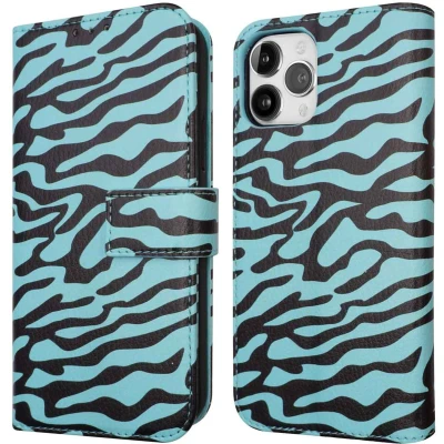 Afbeelding van iMoshion Hoesje Geschikt voor iPhone 12 Pro / Met Pasjeshouder Design Bookcase smartphone Meerkleurig Black Blue Stripes