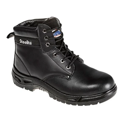 Afbeelding van Portwest Steelite S3 44 Croute lederen hoge veiligheidsschoenen zwart, zwart.