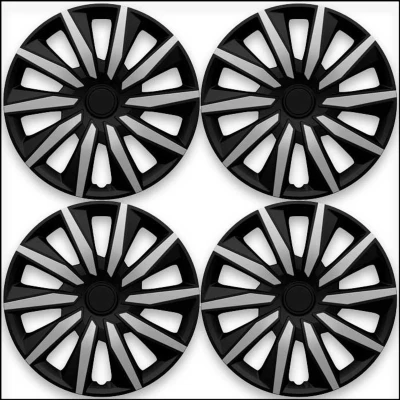 Afbeelding van Wieldoppen DECENTE SB 14 inch zilver/zwart. Set a 4 stuks (CONTROLEER UW BANDENMAAT en lees a.u.b. de onderstaande, uitgebreide tekst!)