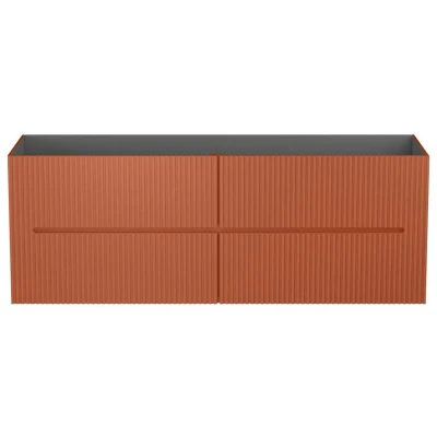 Afbeelding van Vente unique Zwevend, geribbeld wastafelmeubel in terracotta 150 cm PAVANI