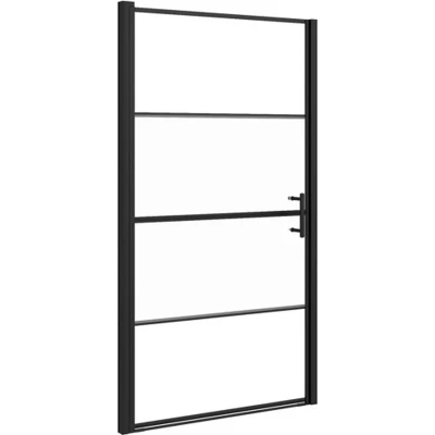 Afbeelding van VidaXL Douchedeur halfmat 100x178 cm gehard glas zwart