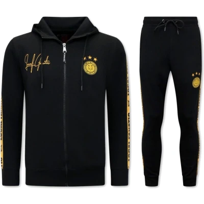 Afbeelding van Mannen Trainingspak Hooded Ribbon Zwart Gold Maat XXL