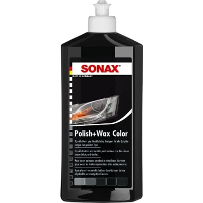 Image de SONAX Vernis + cire couleur noire (500 ml) Lisse les irrégularités fines, polit et rafraîchit couleurs de la peinture. Numéro d&#039;article : 0296100 810
