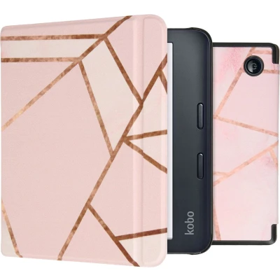Afbeelding van Hoesje geschikt voor Kobo Libra 2 E reader iMoshion Design Slim Hard Case Bookcase Ook Tolino Vision 6 Pink Graphic
