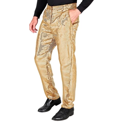Afbeelding van Widmann Jaren 80 &amp; 90 Kostuum Oogverblindende Pailletten Broek Goud Man Medium Carnavalskleding Verkleedkleding