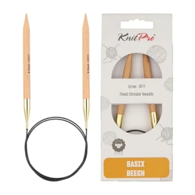 Image de KnitPro KP35345 Basix Aiguilles Circulaires Fixes Bois Bouleau 100 cm x 8 mm