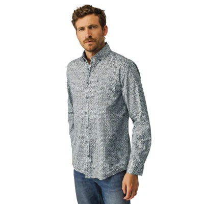 Afbeelding van State of Art Overhemd Allover Print Regular Fit Blauw/dessin 4XL