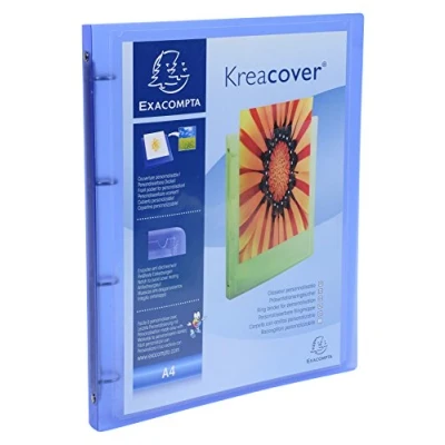 Afbeelding van Exaclair Personaliseerbare Ringmap Kreacover 4 Ringen, Transparant Blauw Panoramaringbanden