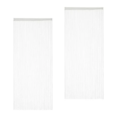 Afbeelding van Relaxdays Set van 2 draadgordijnen in te korten met stangtunnel, 90 x 245 cm, deurgordijn en ruimteverdeler, wit