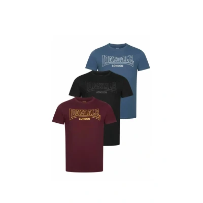 Afbeelding van Lonsdale Normale Passform Dreierpack Tshirt print, Heren, Maat: Medium, Black navy oxblood