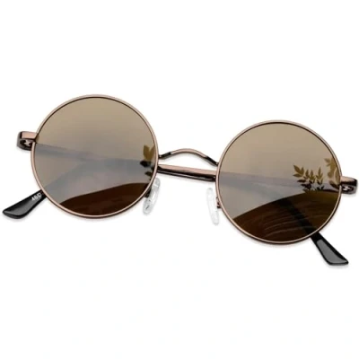 Afbeelding van KANASTAL Zonnebril voor dames en heren, rond, gepolariseerd, hippie, klassiek, vintage, retro, steampunk, metalen frame, UV400