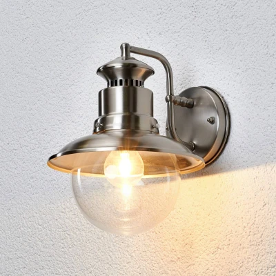 Afbeelding van Lindby Wandlampen buiten 1licht roestvrij staal, glas H: 26.8 cm E27 helder