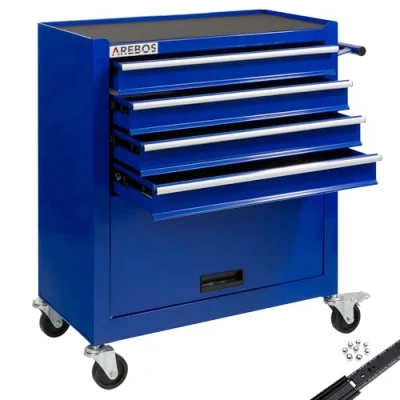 Afbeelding van AREBOS Gereedschapswagens Werkplaatswagen 4 Lades een kastje Blauw