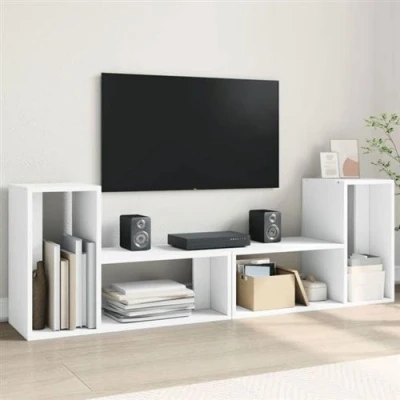 Afbeelding van Tv meubelen 2 st 75x30x50 cm bewerkt hout wit