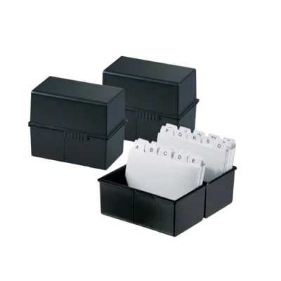 Afbeelding van HAN 976 K 13 Kaartenbox Zwart Aantal kaarten (max.): 400 DIN A6 liggend Deksel als extra bak te gebruiken, Incl. 100 gelinieerd