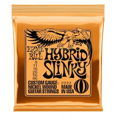Afbeelding van Ernie Ball Hybrid Slinky 2222 Gitaarsnaren voor elektrisch gitaar .009 .046