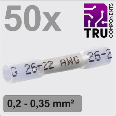 Afbeelding van TRU COMPONENTS TC 12888396 Stootverbinder Met krimpkous 0.2 mm² 0.35 Volledig geïsoleerd Wit 50 stuk(s)