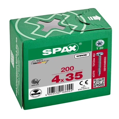 Afbeelding van Spax spaanplaatschroeven cilinderkop verzinkt T Star T20 4.0x35mm (per 200 stuks)
