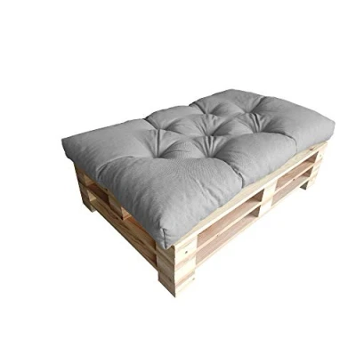 Afbeelding van chilly pilley Palletkussen, schuimvlokken, voor meubels, palletrugleuning, bankkussen, zijkussen, set van vele kussens (zitkussen 120 x 80 cm, zilver)