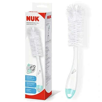 Afbeelding van NUK 2 in 1 Flessenborstel met Geïntegreerde Zuigborstel Ergonomische Handgreep Voor Flessen en Zuigers Stuk