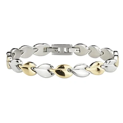 Afbeelding van Traveller Armband Dames Edelstaal Bicolor Goudkleurig &amp; Zilverkleurig Hartjes 19 cm 180911