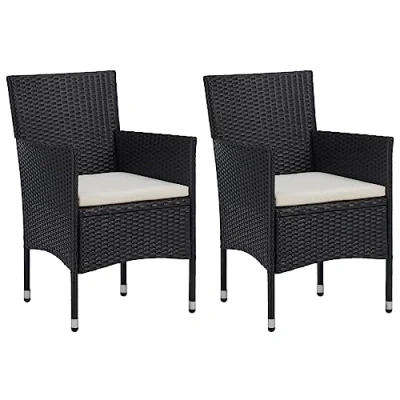 Afbeelding van vidaXL Tuinstoelen, set van 2, polyrotan, zwart