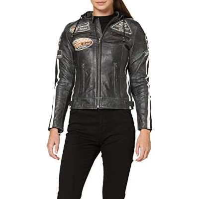 Afbeelding van Urban Leather Uniseks leren bikerjack 58 damesjas, breaker, L EU