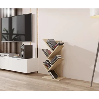 Afbeelding van ComfortCove Boom boekenkast, Kantoor Vrijstaande Opbergrek voor Woonkamer, Slaapkamer of Keuken, 5 Planken, Sonoma