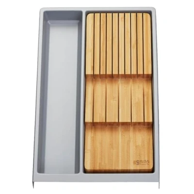 Afbeelding van Orga Box SEPARADO multifunctionele opslag individueel zilvergrijs generfd (300 x 474 51 mm) kastbreedte 40 cm inclusief bamboe messenhouder voor maximaal 9 messen