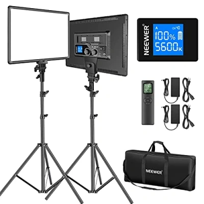 Afbeelding van NEEWER Led lichtpaneel, 45,7 cm, 2 stuks, 45 W, studiovideolamp, tweekleurig, dimbaar