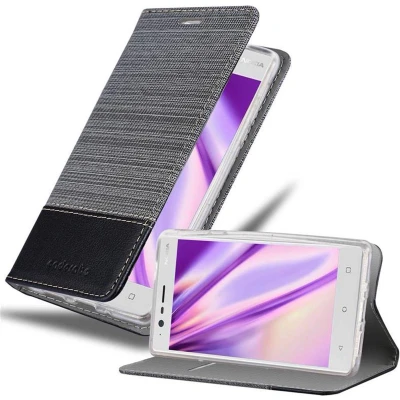 Afbeelding van Cadorabo Hoesje geschikt voor Nokia 3 2017 in GRIJS ZWART Beschermhoes met magnetische sluiting, standfunctie en kaartvakje Book Case Cover Etui