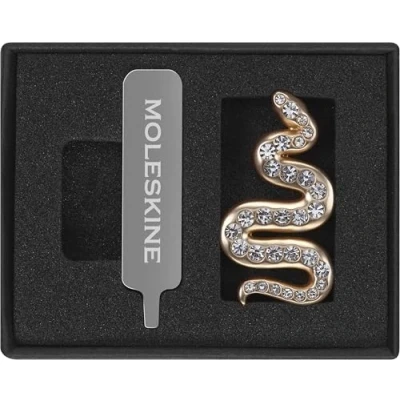 Afbeelding van Moleskine Pin voor notitieboek of jaarplanner van de slang, decoratieve kristallen bedel notitieboek, gepersonaliseerde sluiting met elastiek, cadeau ideeën
