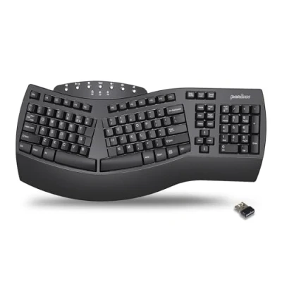 Afbeelding van Perixx Periboard 612 draadloos ergonomisch toetsenbord (Bluetooth 4,0 + 2,4ghz, polssteun) QWERTY/US