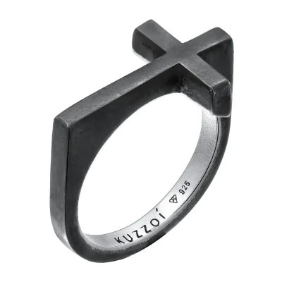 Afbeelding van Kuzzoi Cross Statement Ring, Heren, Maat: 66, Grau