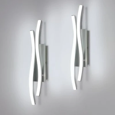 Afbeelding van Comely 2 vellen led binnenwandlampen, 14 W 1575 lm binnen moderne wandlamp, wandlamp slaapkamer woonkamer, wit licht 6500 K, zilver, 41 cm