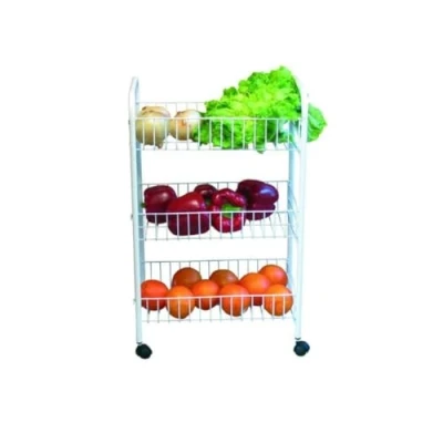 Afbeelding van MSV Keuken/badkamer trolley metaal wit met wielen 41 x 26 63 cm