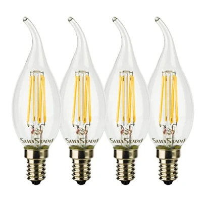 Afbeelding van SunSeed 4 x led filament, vlam, E14, 6 W, komt overeen met 60 natuurlijk wit, 4000 K