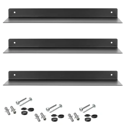 Afbeelding van SOTECH HOVER III Design hangplanken 350 x 130 30 mm zwart, wandmontage, wandrek met bevestigingsset, modern doucherek