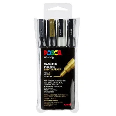 Afbeelding van Posca paintmarker PC 3M, set van 4 markers in geassorteerde kleuren
