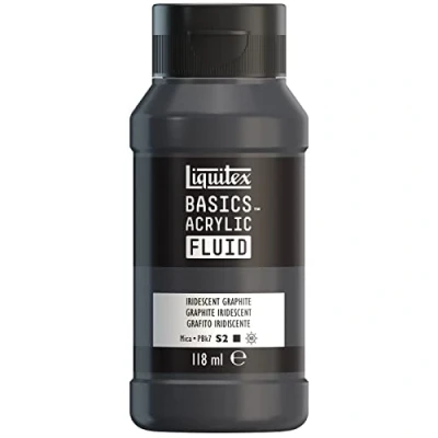 Afbeelding van Liquitex Basics Fluid Acrylverf met vloeibare consistentie, sneldrogend, lichtecht, waterdicht, op waterbasis, 118 ml fles, grafiet iriserend