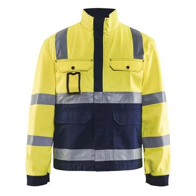 Image de Veste haute visibilité jaune fluorescent/marine avec soufflet