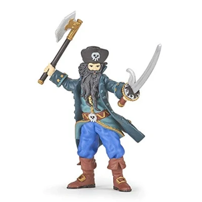Afbeelding van Papo Piratenfiguur zwarte baard, legendarische piraat, speelgoed voor kinderen vanaf 3 jaar onderdompeling in piraterijavonturen en maritieme verhalen