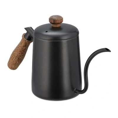 Afbeelding van Relaxdays theepot rvs anti druppel theekan 550 ml schaalverdeling houten handgreep
