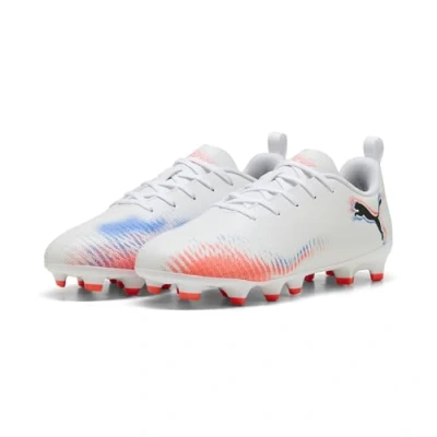 Image de PUMA FUTURE 8 PLAY FG/AG Football Boots Youth, Chaussures, Blanc/Noir/Glowing Rouge, 31