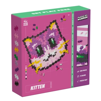 Afbeelding van PLUS 500 bouwstenen puzzel op nummer kitten bouwspel voor kinderen vanaf 5 jaar educatief en speels spel meisjes jongens PP3960